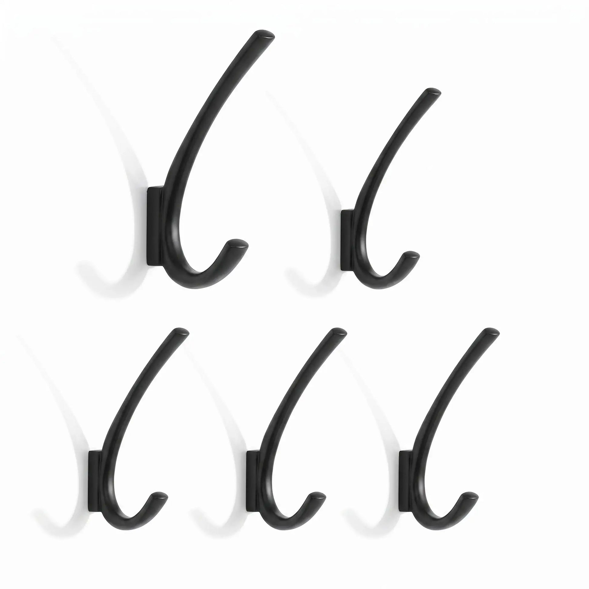 Patères murales LYKKE™ en alliage de zinc noir, crochets design minimalistes, lot de 5