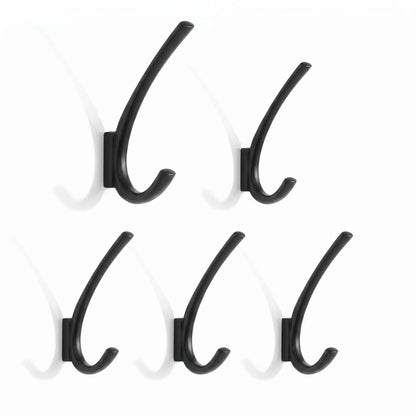Patères murales LYKKE™ en alliage de zinc noir, crochets design minimalistes, lot de 5