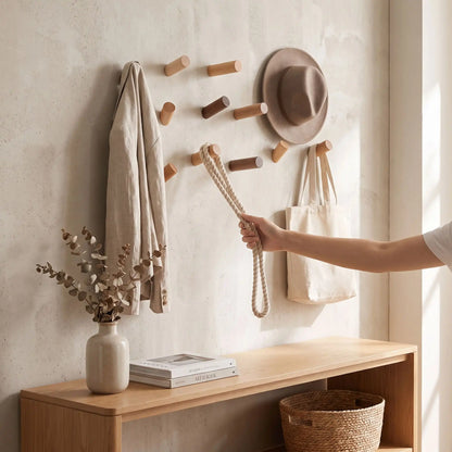Patères murales SKOG™ en noyer massif avec fixation invisible, design scandinave