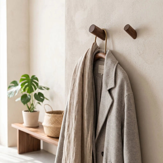 Patères murales SKOG™ en noyer massif, design scandinave avec fixation invisible