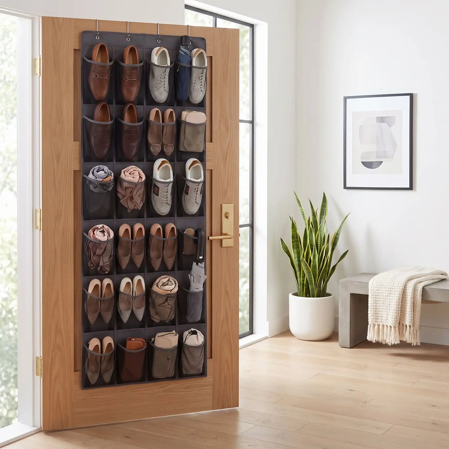 Portant chaussure FJELL™ SpaceSaver en polyester renforcé gris pour un rangement discret et harmonieux