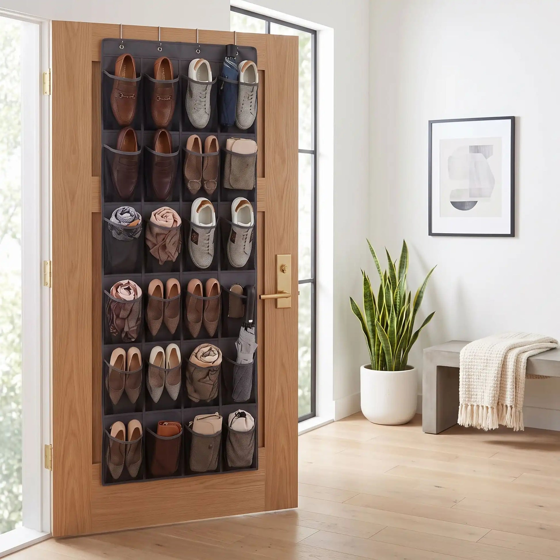 Portant chaussure FJELL™ SpaceSaver en polyester renforcé gris pour un rangement discret et harmonieux