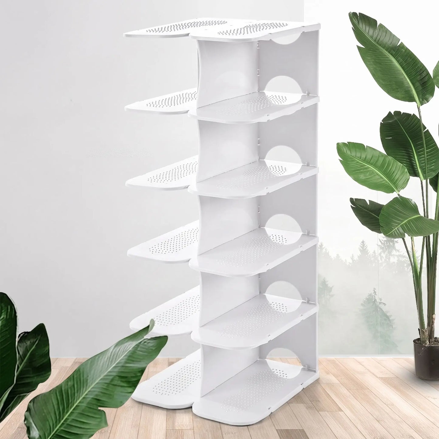 Portant chaussures FJELL™ modulaire en plastique résistant blanc pour un rangement lumineux
