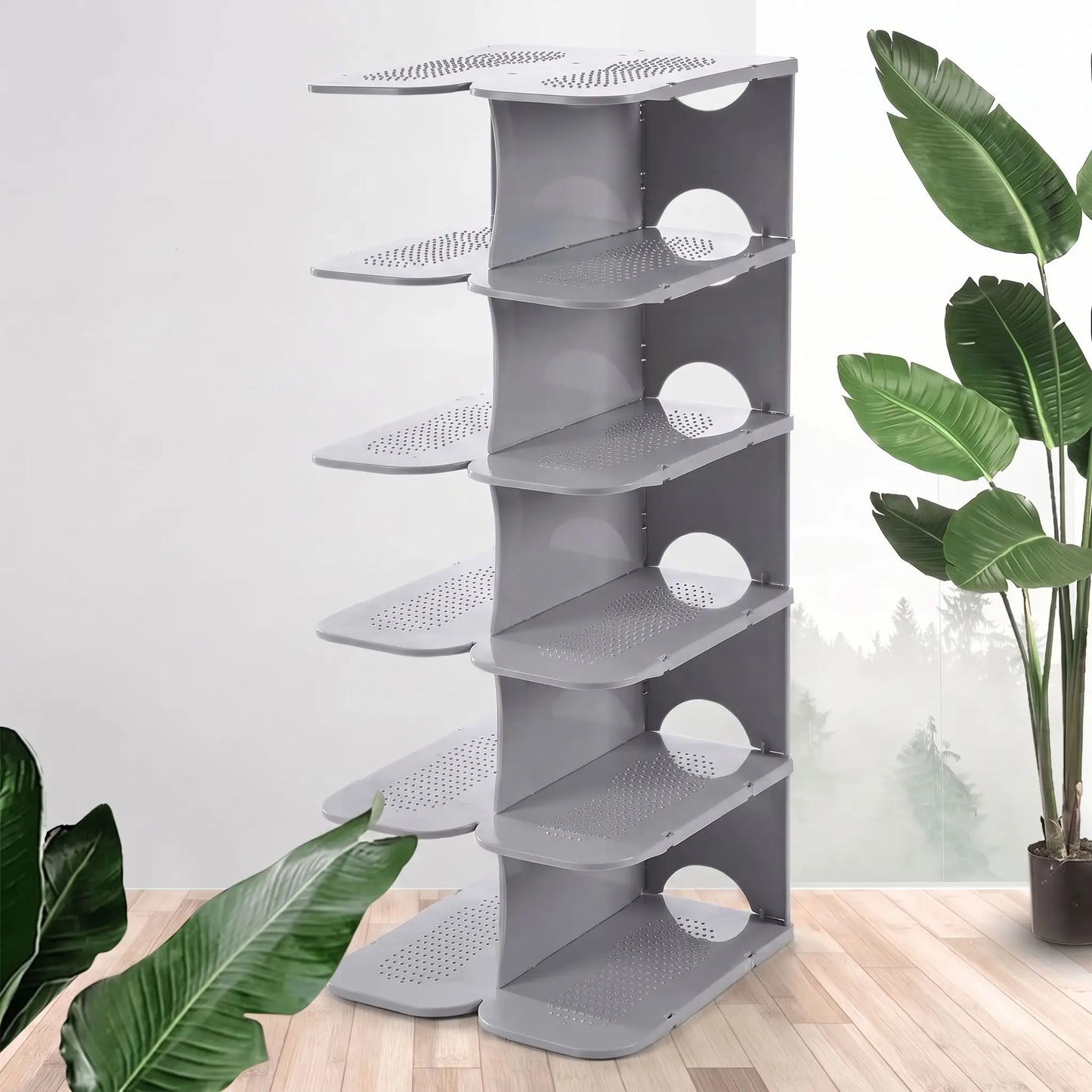 Portant chaussures FJELL™ modulaire en plastique résistant gris pour un rangement discret