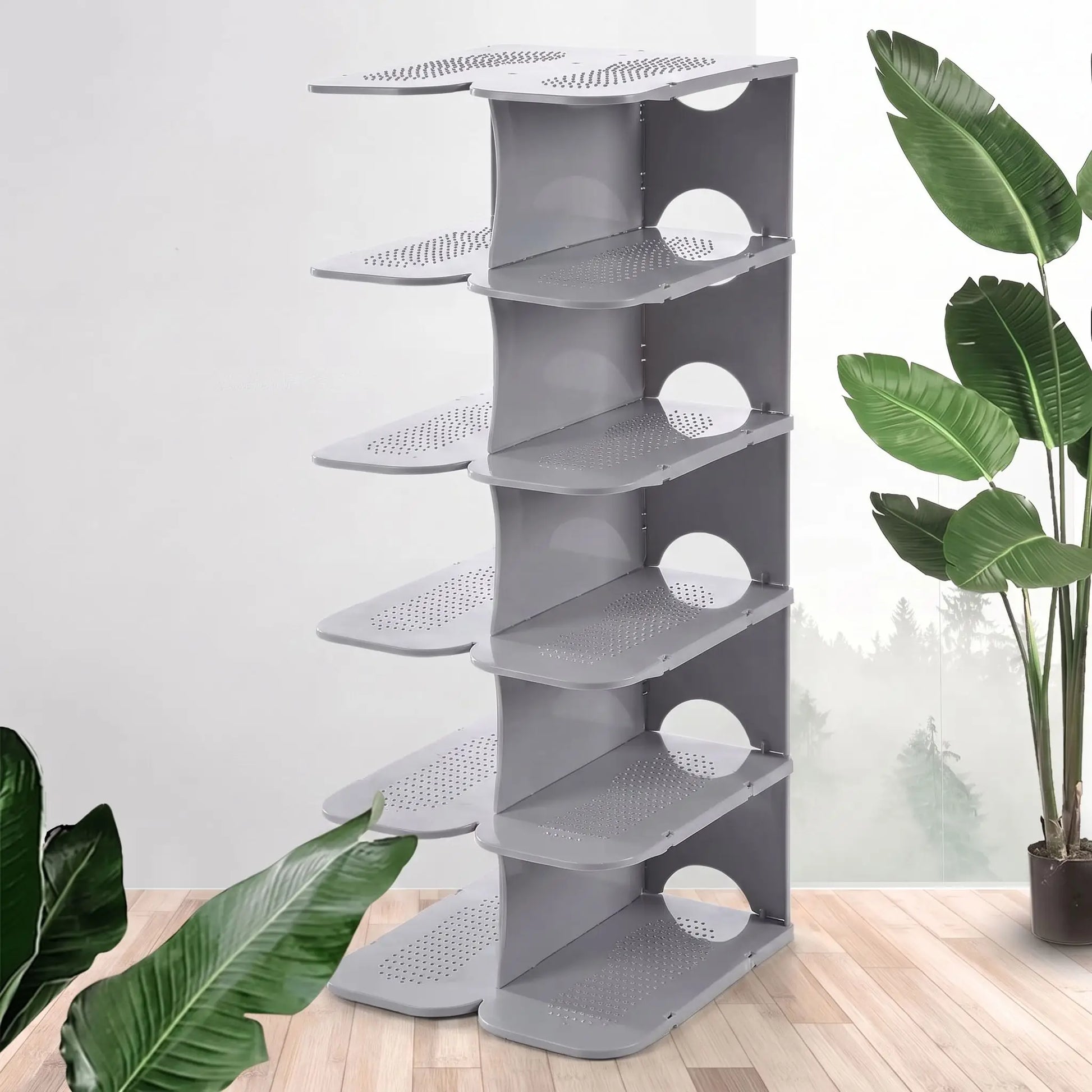 Portant chaussures FJELL™ modulaire en plastique résistant gris pour un rangement discret