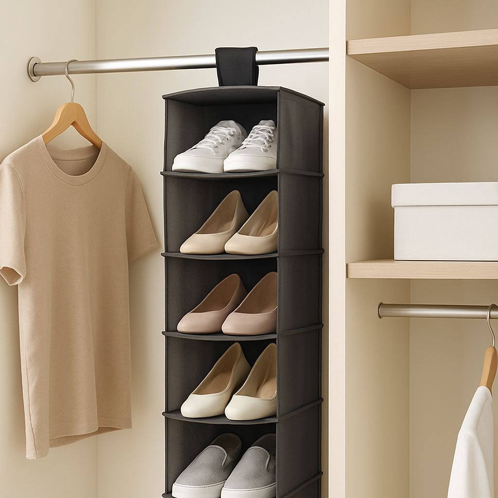 Portant pour chaussures suspendu 10 étagères dans le placard