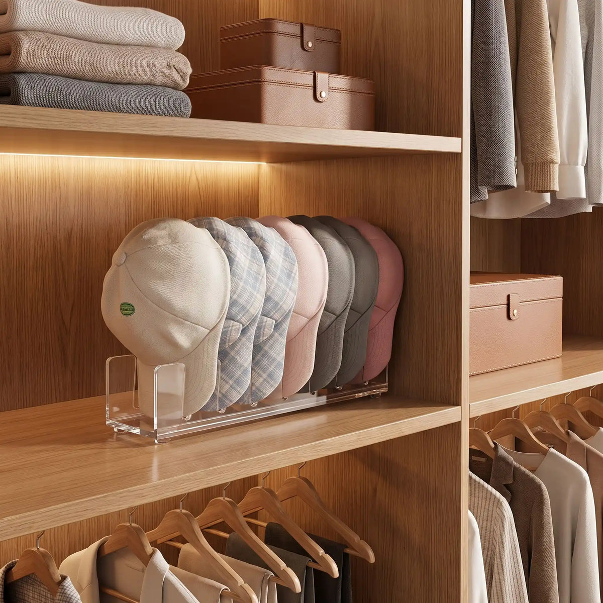 Porte casquette FJELL™ ClearOrganize en acrylique transparent pour exposer et organiser les casquettes