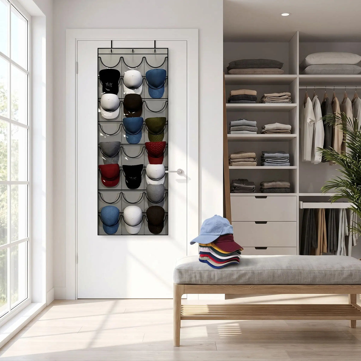 Porte casquette mural FJELL™ RangStyle en tissu Oxford renforcé pour organiser les casquettes