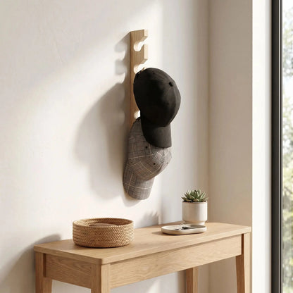 Range-Casquette Mural | Bois 5 Supports L'Exposeur™ Porte-casquette Rangement signature 