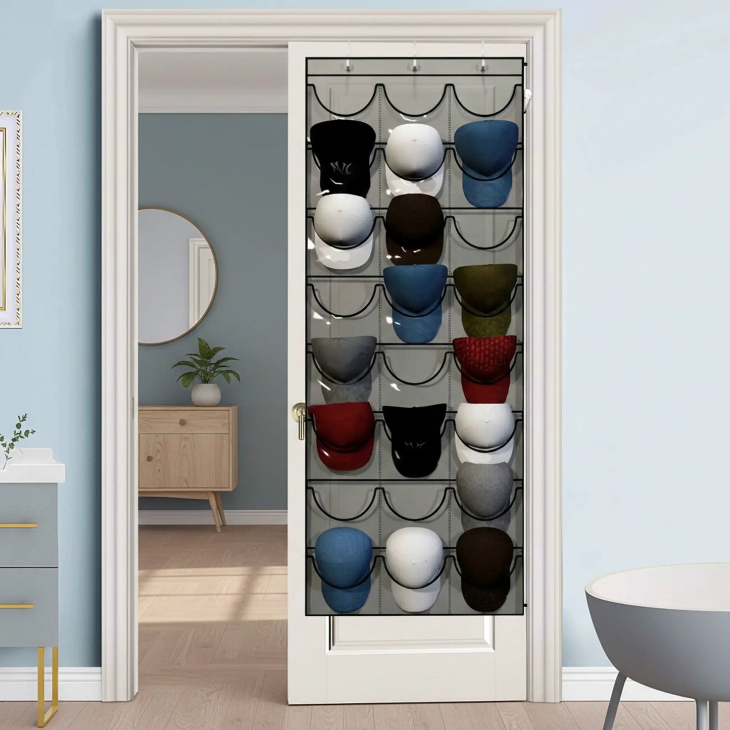 Porte casquette mural en tissu