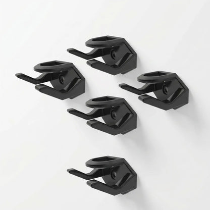 Lot de 5 crochets muraux noirs finition Noir Onyx pour casquettes, fixation sans perçage et design minimaliste OrganizPro.