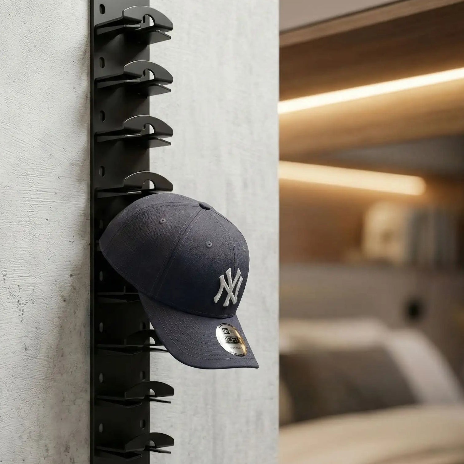 Porte-casquette mural PremiumRack pour un rangement de collectionneur dans un dressing