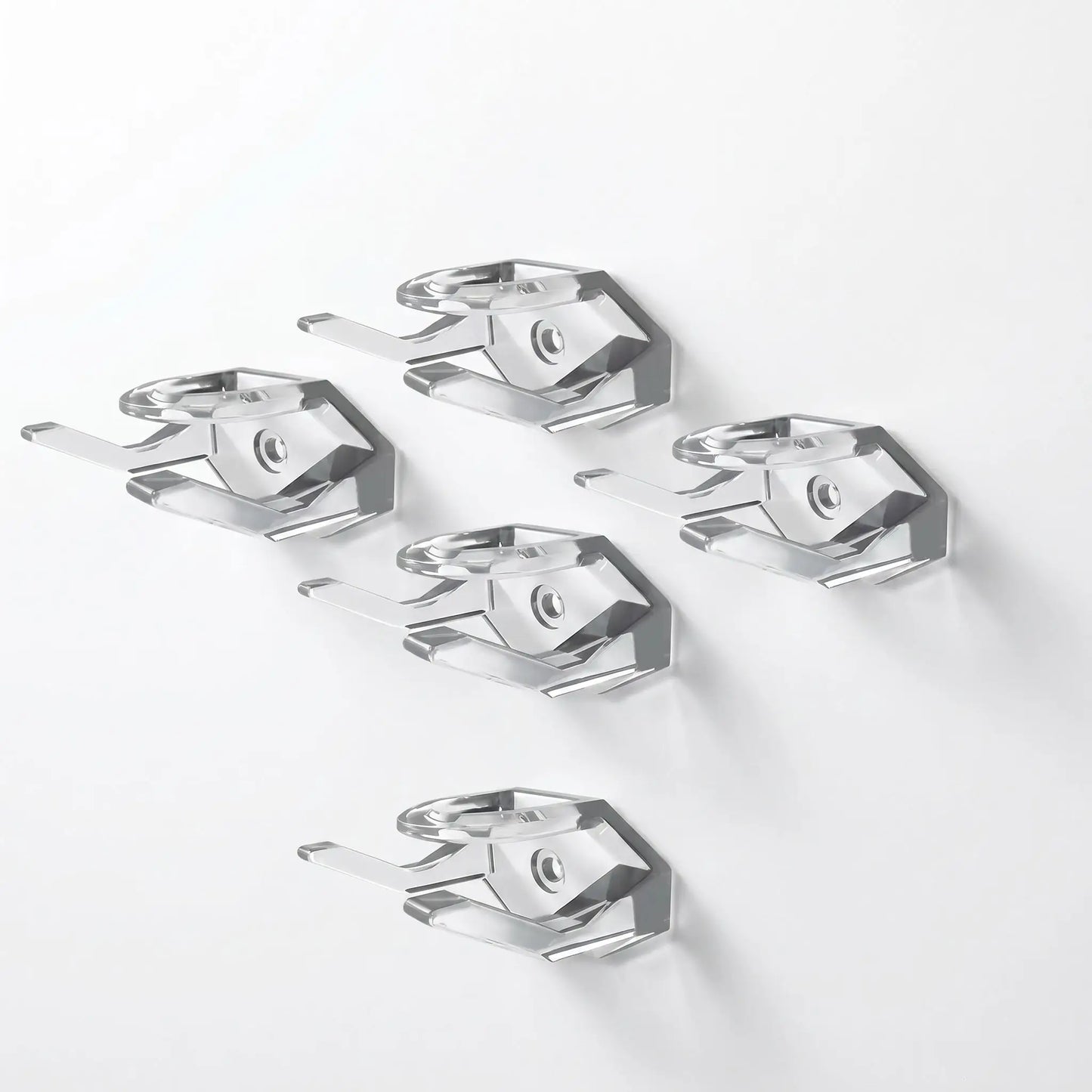 Lot de 5 supports muraux transparents finition Cristal Pur pour casquettes, design invisible et installation sans perçage OrganizPro.