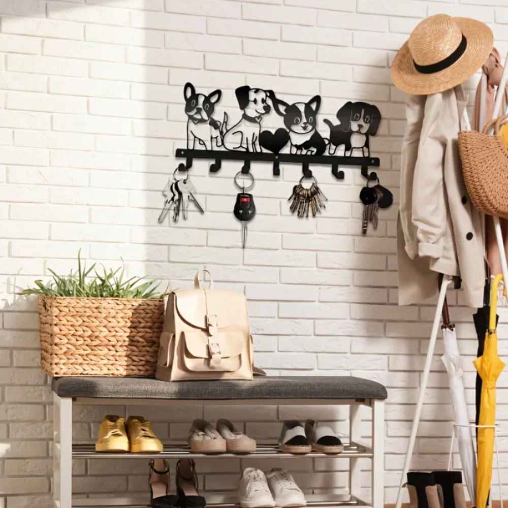 Porte cle mural avec chiens