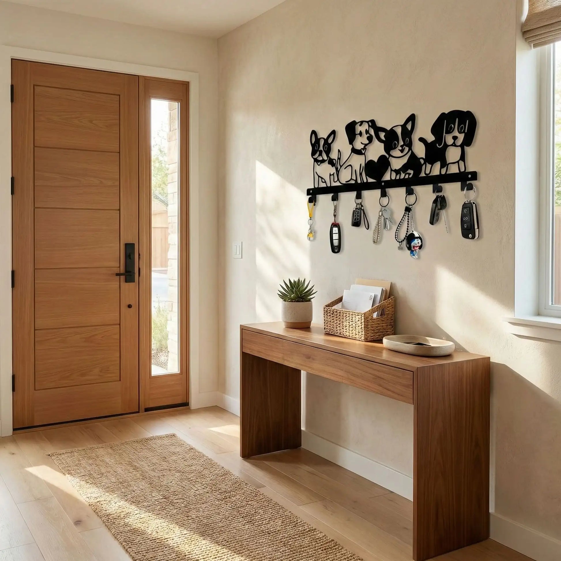 Porte cle mural avec des beaux chiens