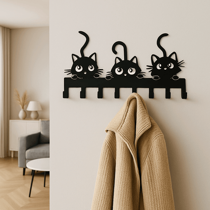 Porte-clé Mural | Chat (8 Crochets) - MetalCat™- Coquin Porte-clés mural Rangement signature 