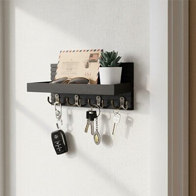 Porte-Clé Mural | Design en Bois avec Étagère de Rangement Porte-Clé Mural avec Étagère Rangement signature 