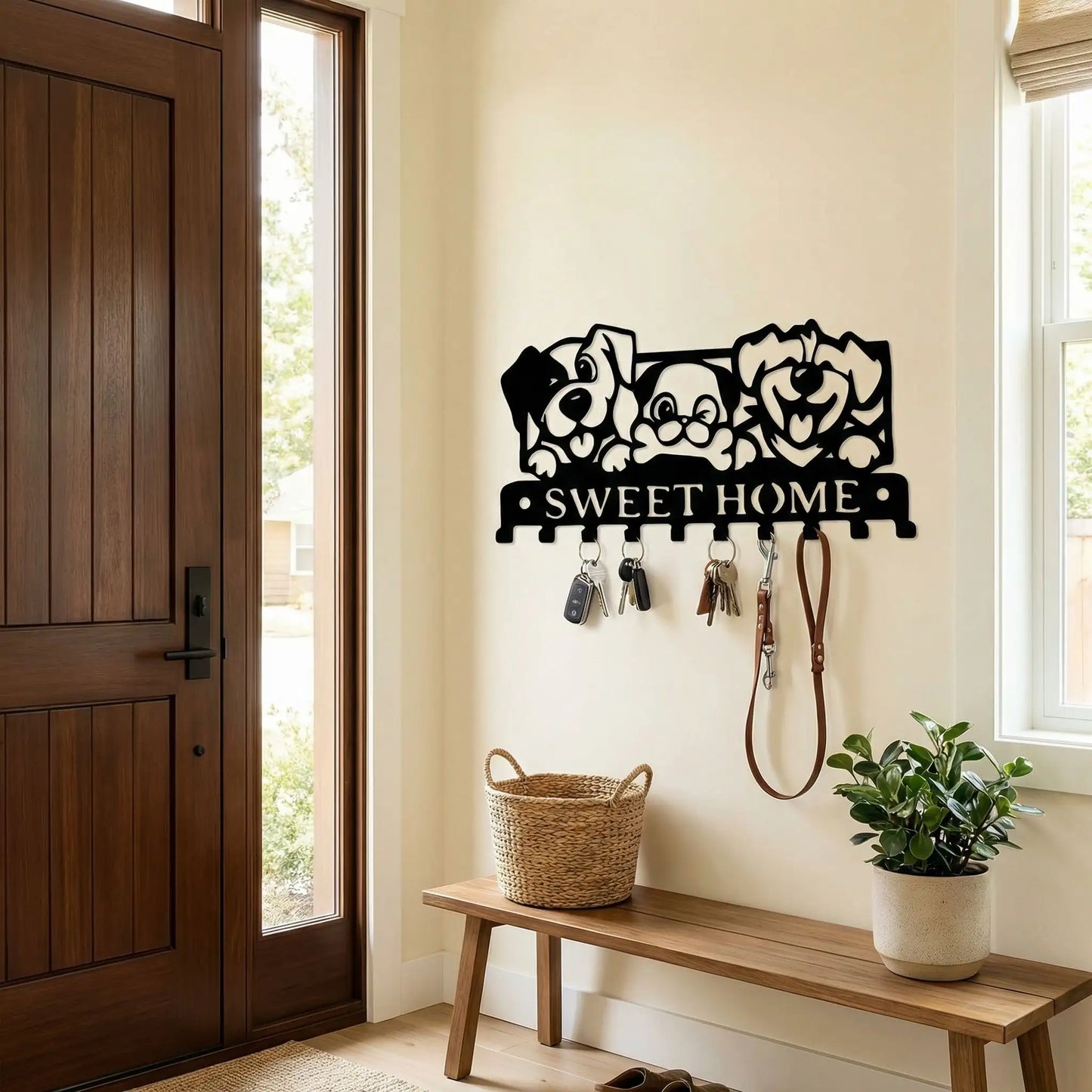 Porte cle mural motif de chiens