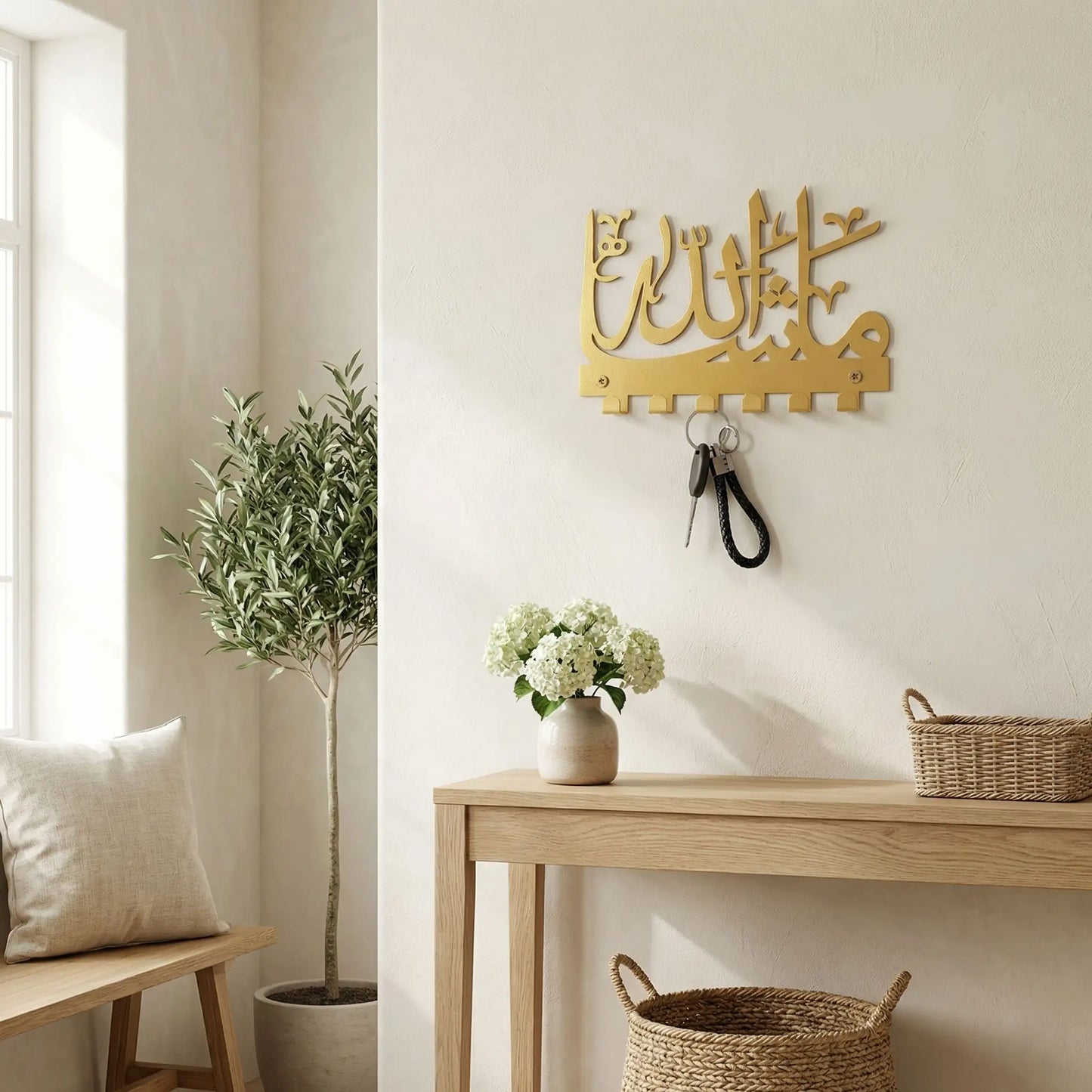 Porte cle murale Mashallah Doré