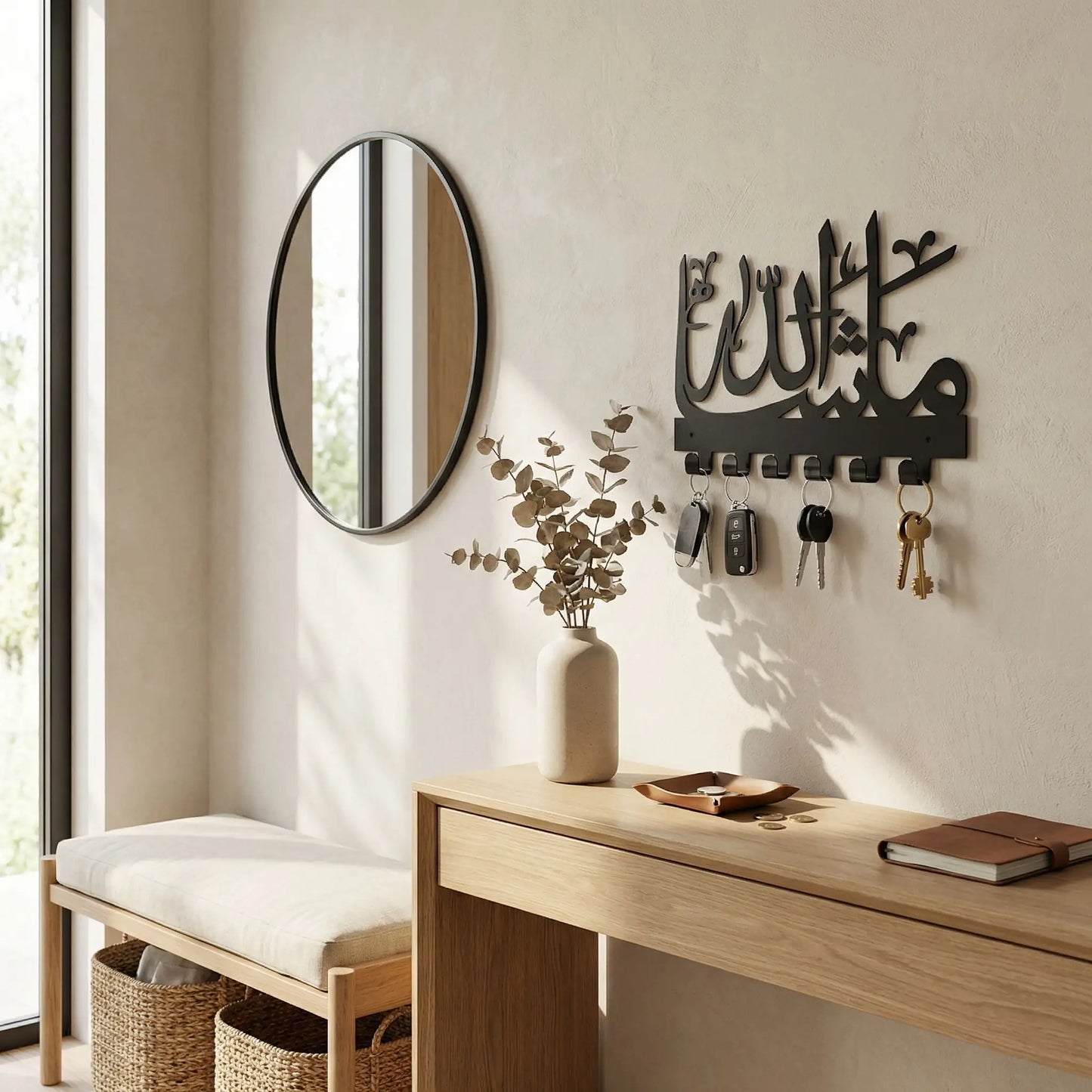 Porte cle murale Mashallah noir