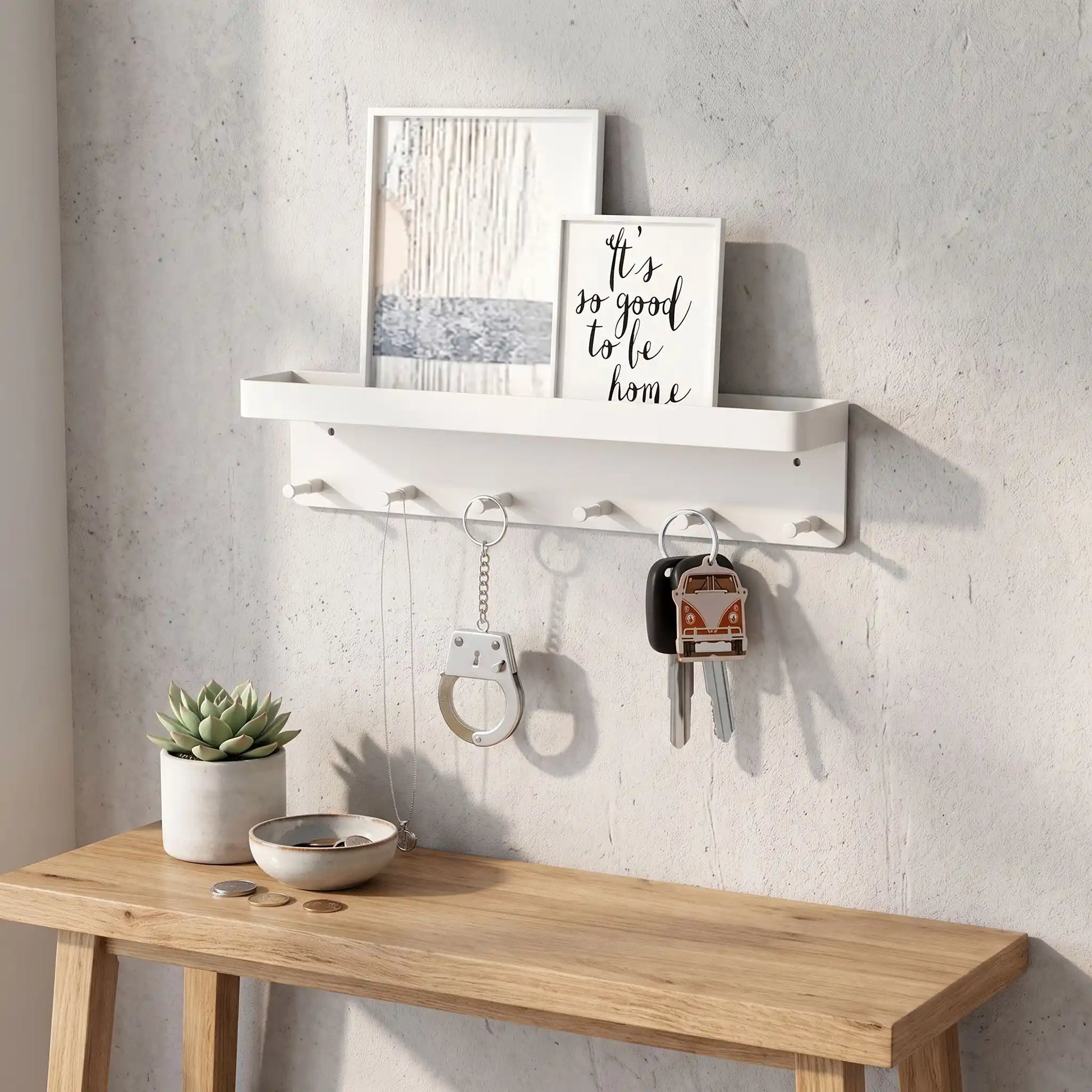 Porte‑clés mural adhésif polystyrène FJELL élégance décorative