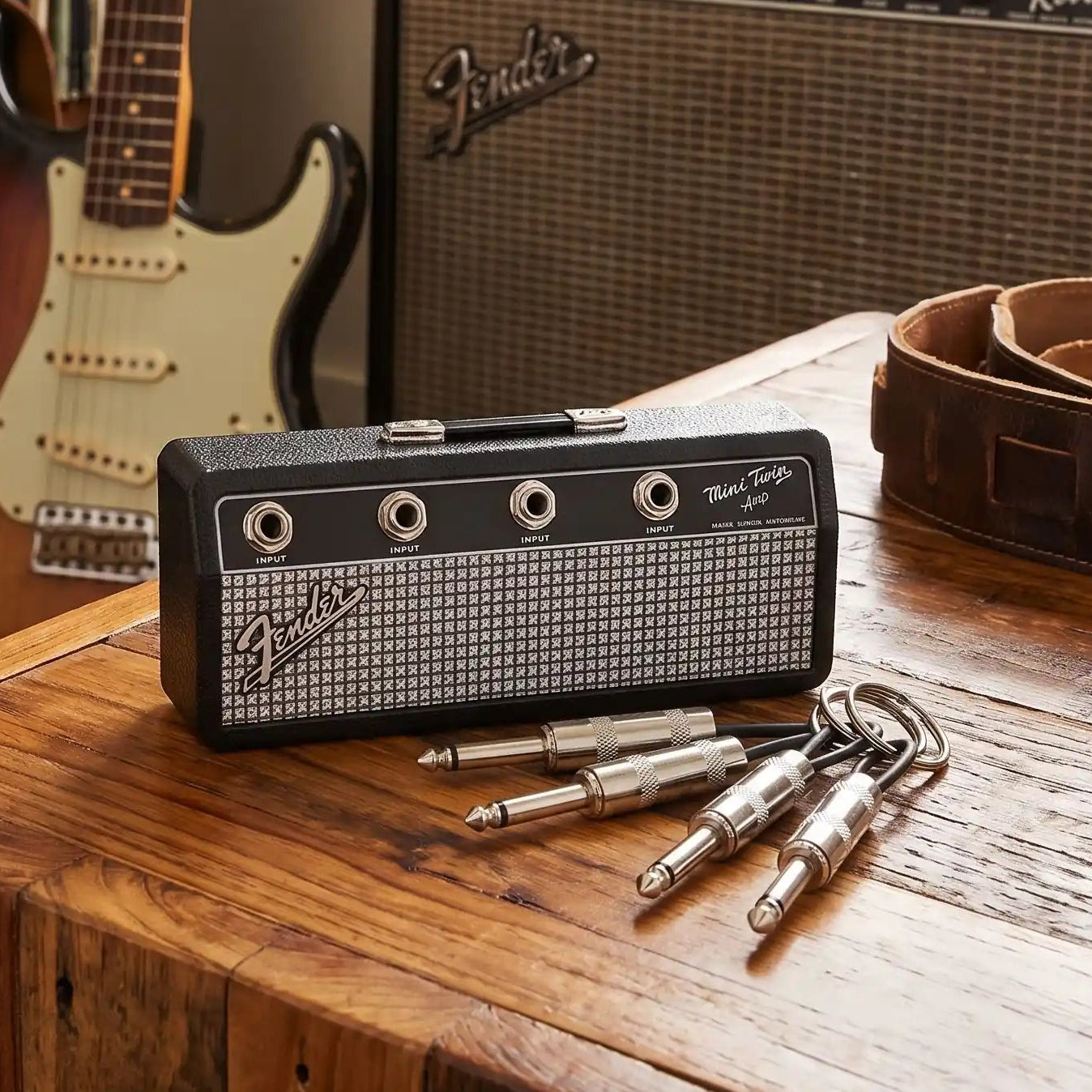 porte cles mural ampli fender rock avec crochets solides