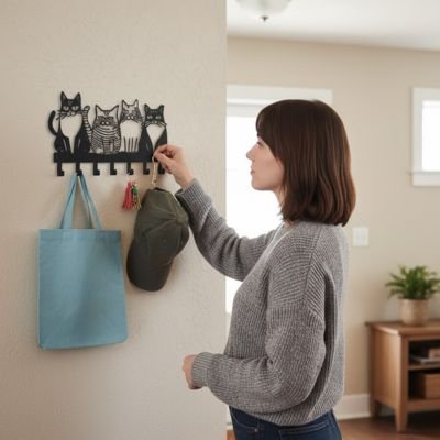 Porte clés mural avec casquette et sac