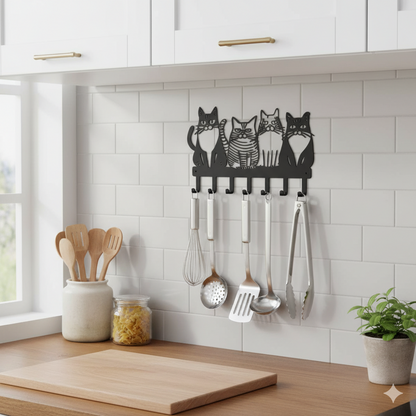 Porte clés mural chat dans une cuisine