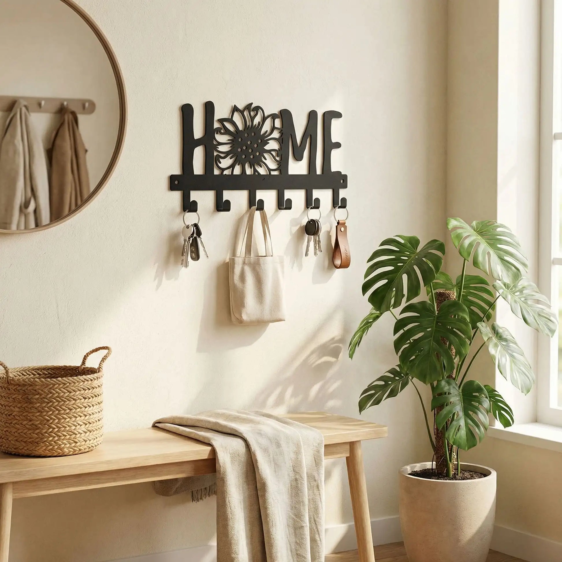 Porte cles mural design avec sac