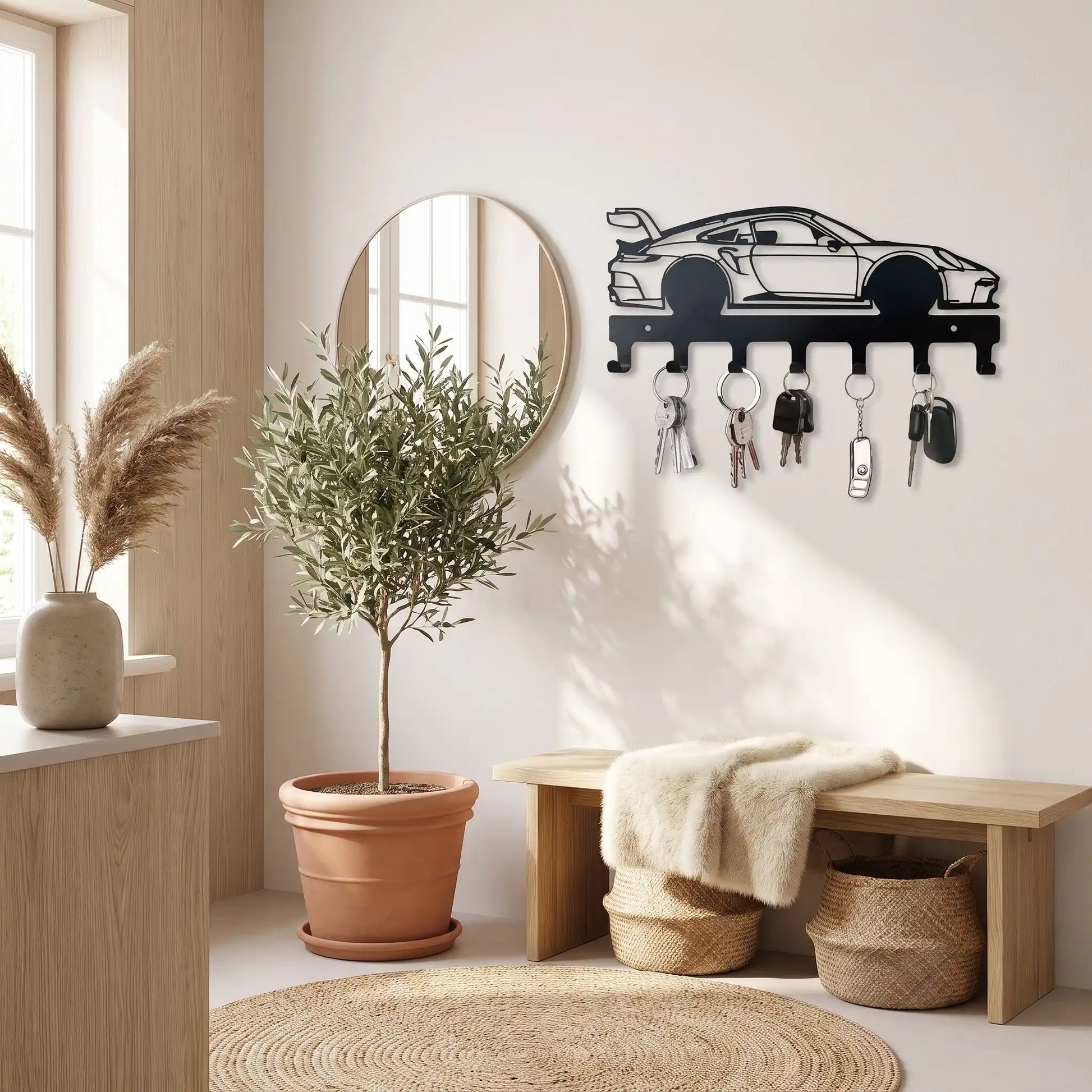 porte cles mural élégance sportive métal noir idéal pour entrée