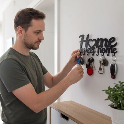 porte cles mural Home Sweet Home noir pour organiser les clés