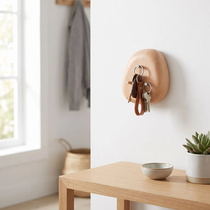 Porte‑clés mural magnétique bois hêtre SKOG élégance lumineuse