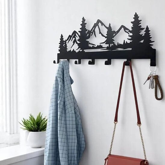 Porte-Clés Mural Métal Noir | Silhouette Montagne Porte-clés mural Rangement signature 
