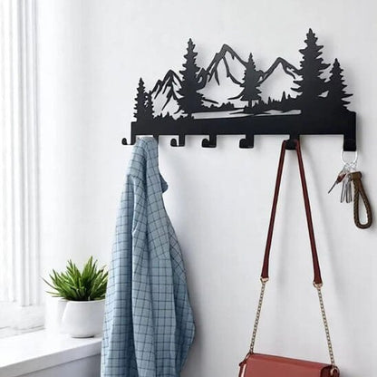 Porte-Clés Mural Métal Noir | Silhouette Montagne Porte-clés mural Rangement signature 