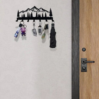 Porte-Clés Mural Métal Noir | Silhouette Montagne Porte-clés mural Rangement signature 