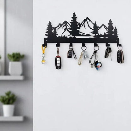 Porte-Clés Mural Métal Noir | Silhouette Montagne Porte-clés mural Rangement signature 