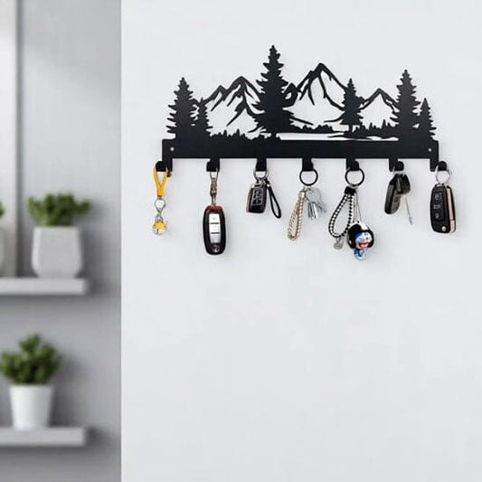 Porte-Clés Mural Métal Noir | Silhouette Montagne Porte-clés mural Rangement signature 