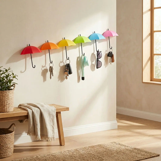 Porte clés muraux parapluie déco six pièces