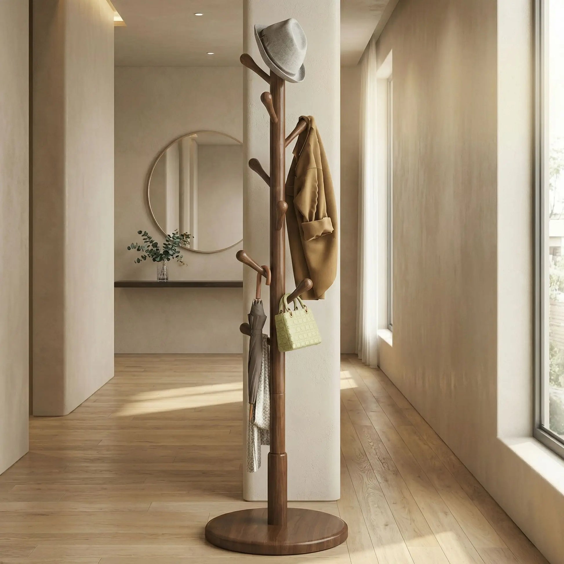 Porte-manteau bois massif sur pied design