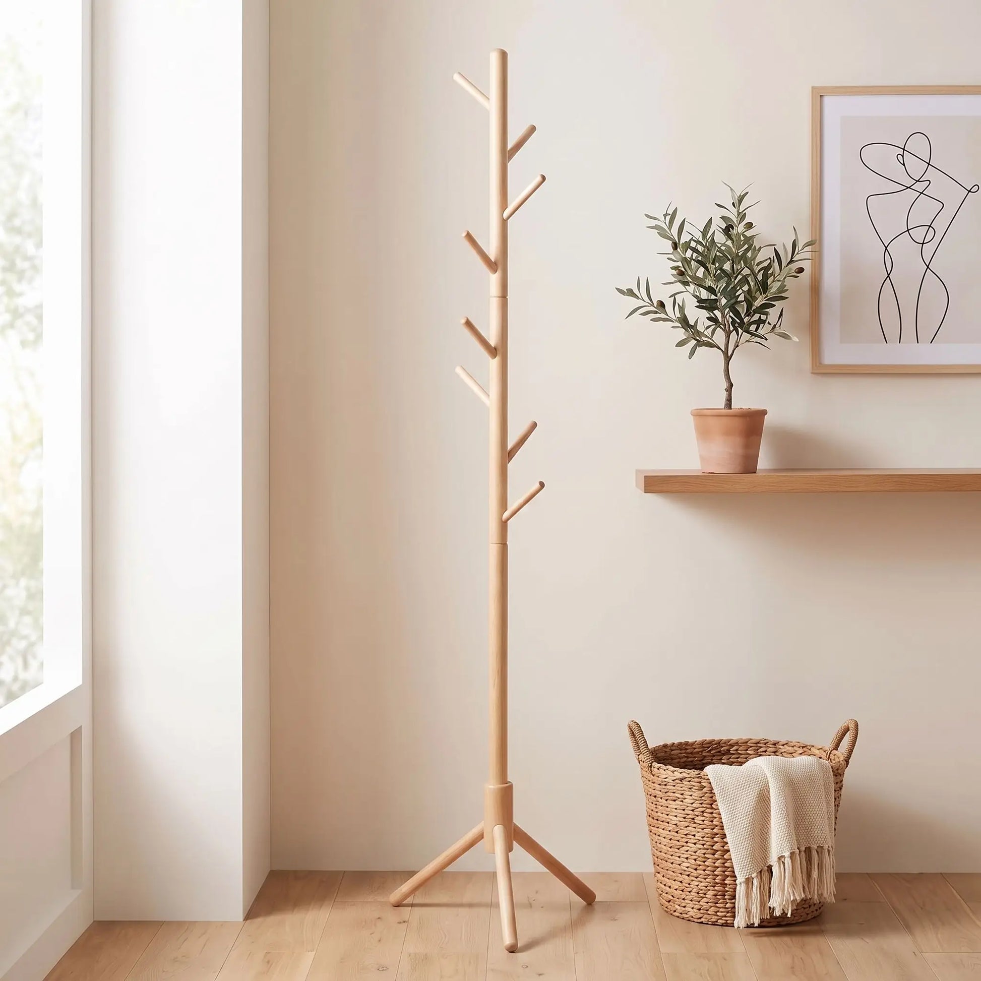 Porte‑manteau bois naturel SKOG élégant 180 cm