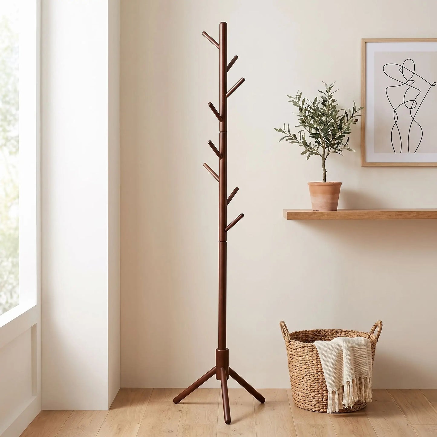 Porte‑manteau bois noir SKOG élégant 180 cm