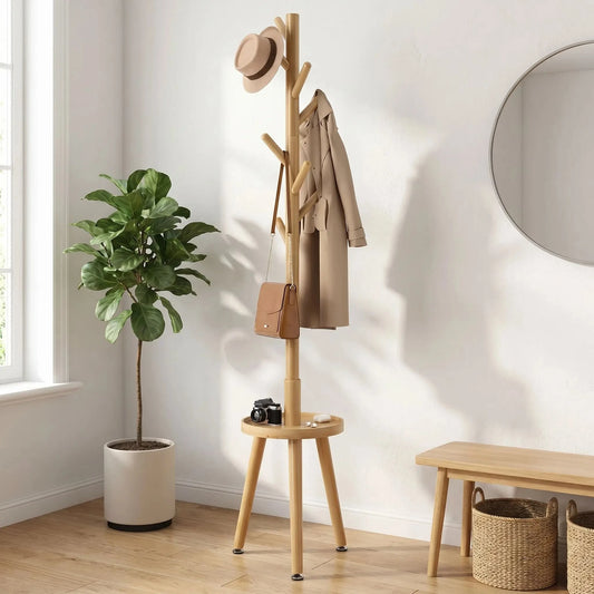 Porte-Manteau Bois sur Pied | Design Naturel & Robuste Porte-manteau sur pied Rangement signature 