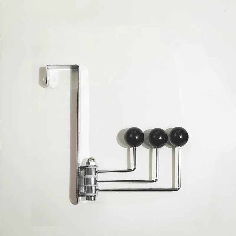 Porte‑manteau de porte rotatif sans perçage noir LYKKE™ en acier au carbone pour accrocher manteaux et accessoires