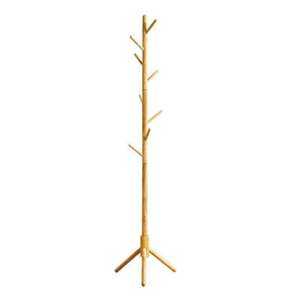 Porte-manteau sur pied en bois massif couleur naturel, design scandinave épuré