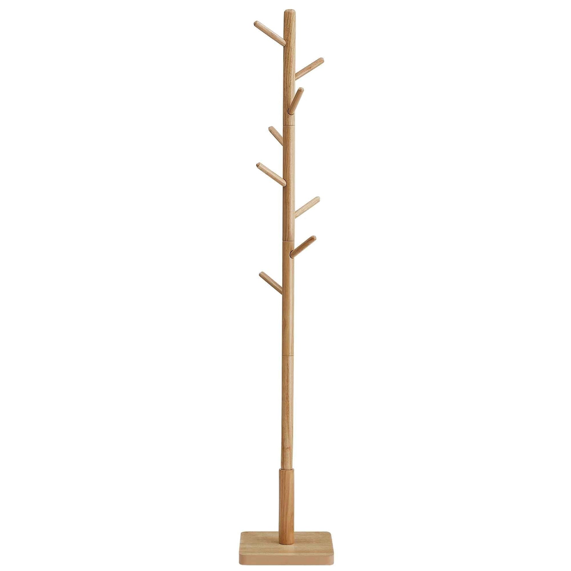 Porte-manteau sur pied Juchoir en bois d'hévéa couleur kaki pour une entrée moderne