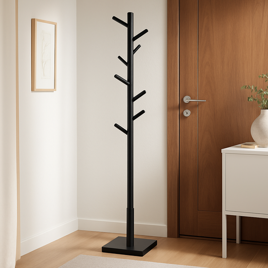 porte manteau en bois noir dans une entree