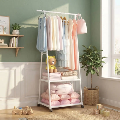 Porte‑manteau enfant blanc LYKKE sur roulette KidOrganize stable et évolutif