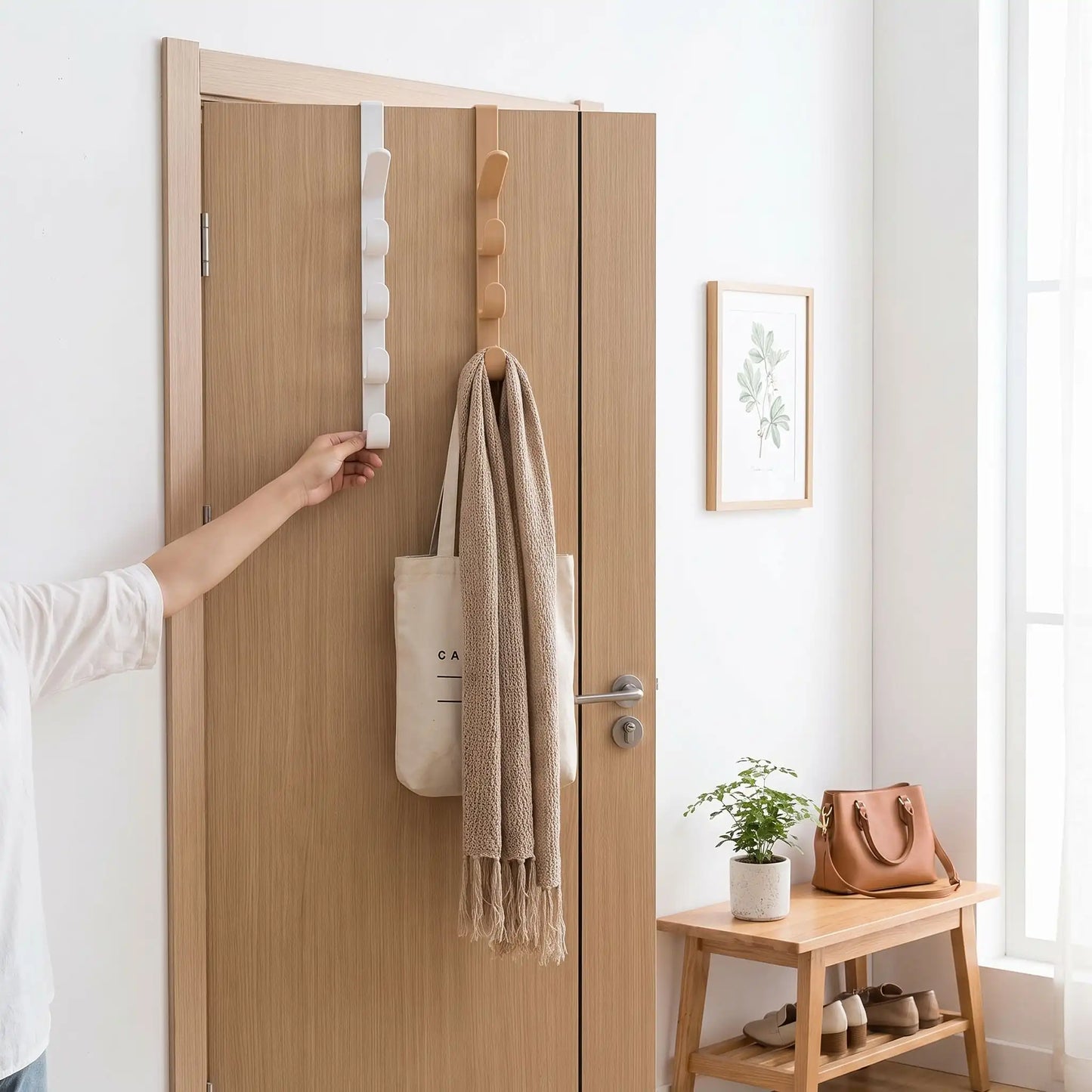 Porte‑manteau de porte sans perçage Modèle Futé en résine, vue frontale