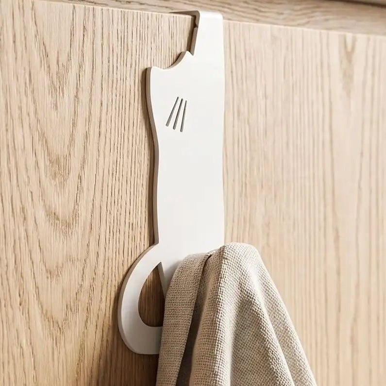 Porte‑manteau de porte LYKKE™ en fer, forme chat grimpeur, fixation solide sans perçage