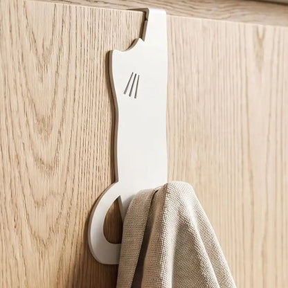 Porte‑manteau de porte LYKKE™ en fer, forme chat grimpeur, fixation solide sans perçage